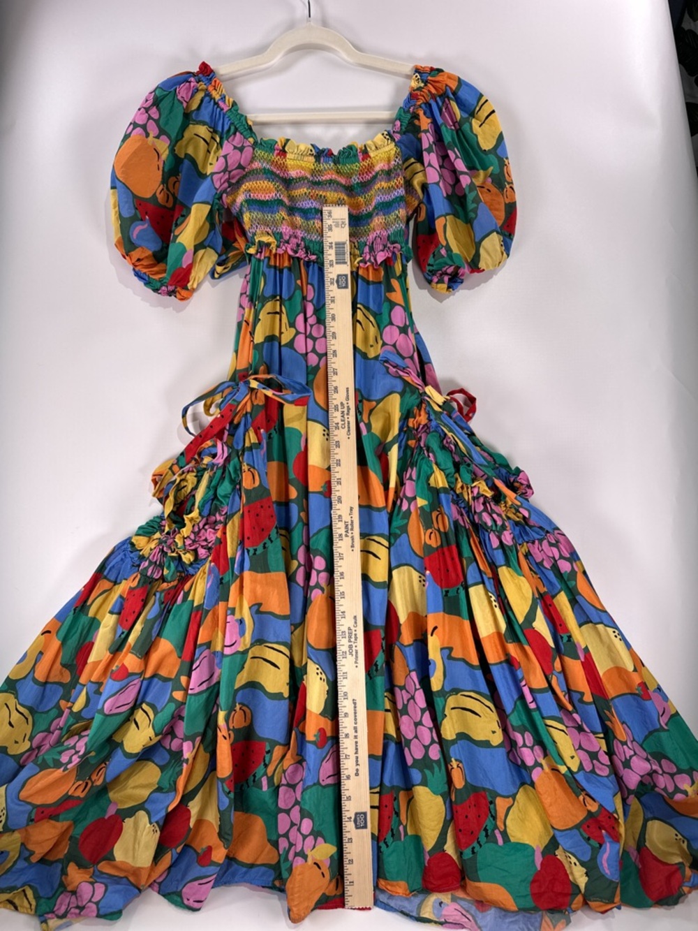 Farm Rio Fruit Print Smocked Cutout Maxi Dress M Multi - Picture 9 of 10